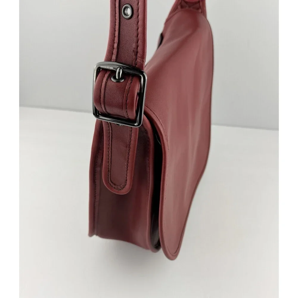 Coach 75th Anniversary 9170 Pouch Saddle Bag Dark Red Leather Flap